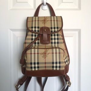 Burberry Vintage Haymarket Check Leather Backpack